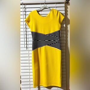 Shelby & Palmer Yellow Dress with Black and White Stripes